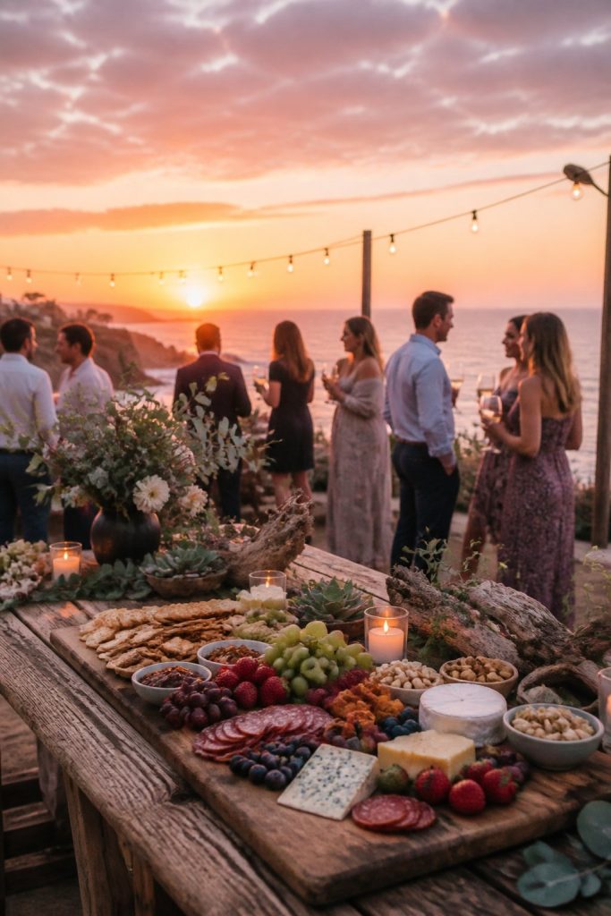 Hosting a Sunset Engagement Parties in La Jolla With Custom Charcuterie Catering